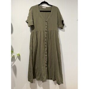 Madewell Midi/Maxi Shirt Dress Womens Medium Lightspun Cotton Gauze Button Down